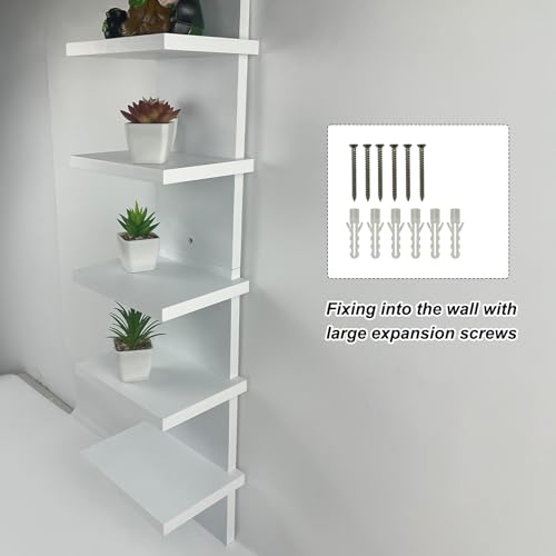YEXEXINM 5 Tier Wall Shelf Unit - Narrow Smooth Laminate Finish - Image 8