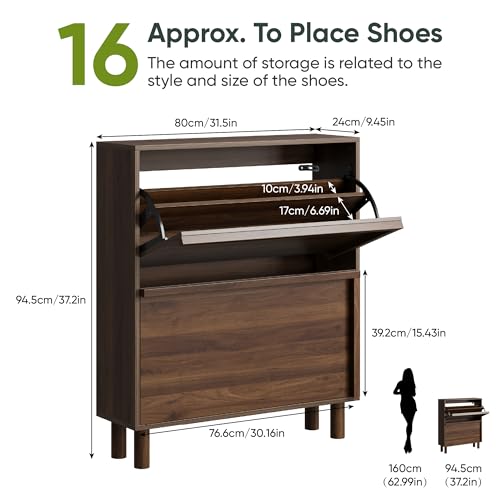 Shoe Cabinet with 2 Flip Drawers, 31.5" Narrow Shoe - Image 3