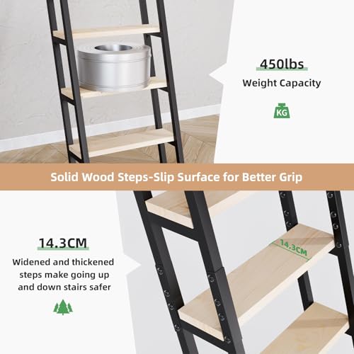 10.35FT Industrial Style Loft Ladder, 8 Steps with Black - Image 8