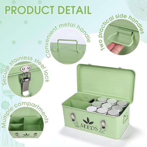 Seed Storage Organizer, Metal Garden Seed Storage Box Kit - Image 8