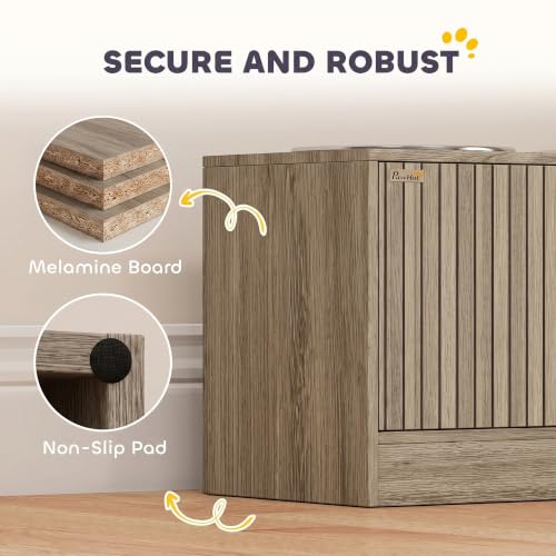 PawHut Elevated Dog Bowls, Storage Cabinet Slow Feeder - Image 8