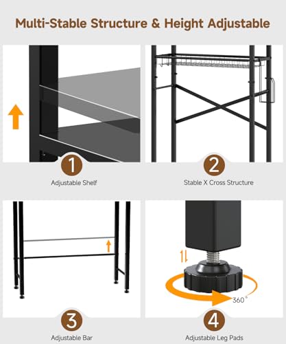 Over the Toilet Storage Rack,4-Tier Adjustable Bathroom - Image 7
