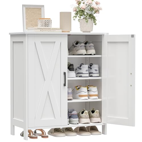 Homleke Farmhouse Shoe Cabinet with 2 Barn Doors & W | Home Organizati - Image 8