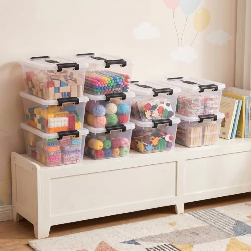 OUTUXED Storage Bins with Lids 10 Pack 7Qt Clear Stackable - Image 8