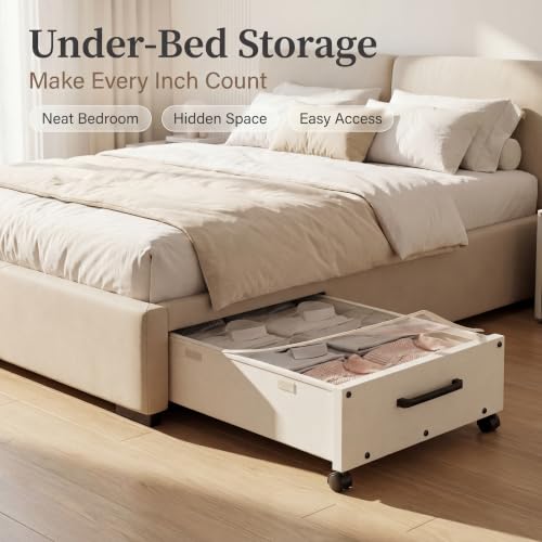 Wooden Under Bed Storage with Wheels, Rolling Under - Image 8