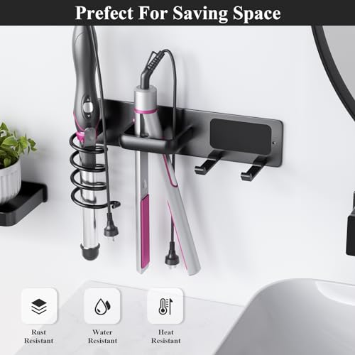Hair Dryer Holder Wall Mount Aluminum Alloy Hot Tools Organizer - Image 6