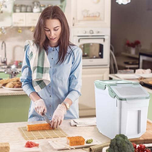 Sunnyray 4 Pcs 33 Lbs Green Rice Flour Storage Bins with Wheels - Image 8
