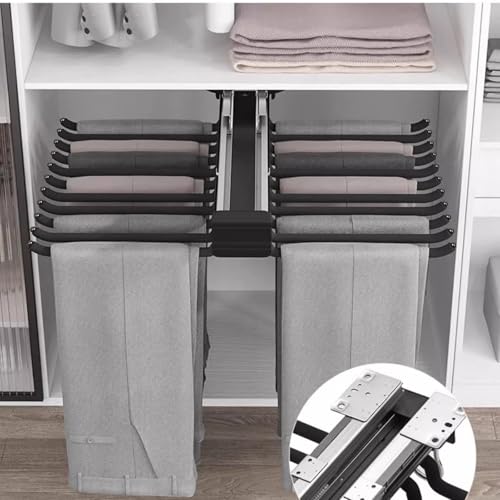 Pull Out Pants Hanger Rack Bar 18 Arms Steel Pull Out - Image 8