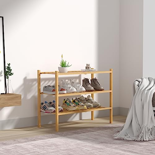 ROMGUAR CRAFT 3 Tier Bamboo Shoe Rack for Closet Free - Image 8