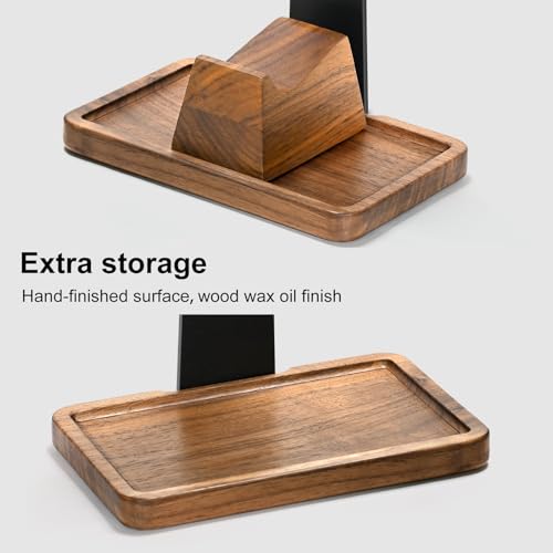 UPERGO Walnut Headphone Stand with Controller Holder & - Image 7