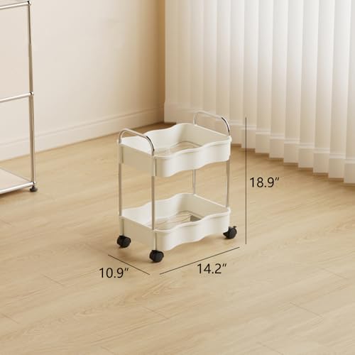 2 Tier Utility Rolling Cart with Wheels Under Desk Storage Cart - Image 8