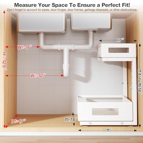 2-Pack Under Sink Storage Organizer, Large 2-Tier El | Under Sink Stor - Image 3