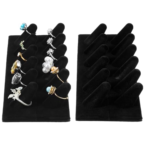 3 Pack Black Velvet Ring Display Stand, Double Row Jewelry Ring - Image 8