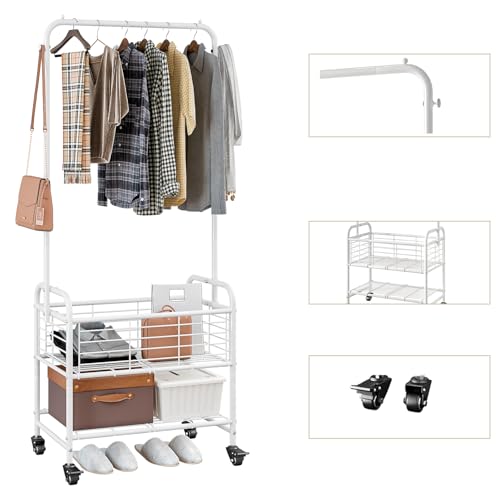 SUOERNUO Laundry Cart with Basket Hanging Rack Sorter - Image 7