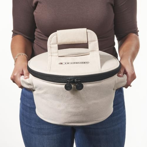 Le Creuset Small Round Tote Bag, Ecru - Image 7
