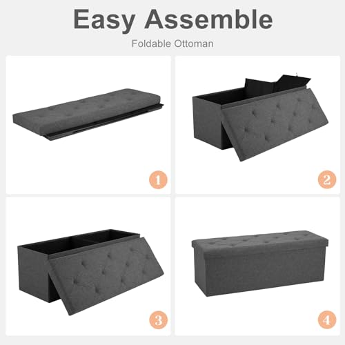 Sweetcrispy 43 Inch Folding Storage Ottoman Bench, Ottoman - Image 7