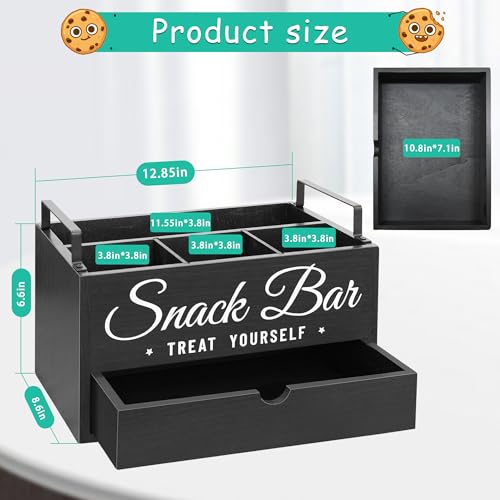 Snack Organizer for Countertop, Wood Pantry Storage Bins - Image 8