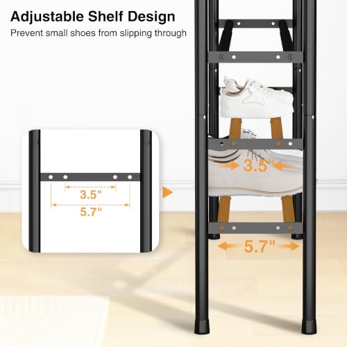 3-Tier Expandable Shoe Rack for Closet, Entryway, 16 Pairs, Black - Image 7