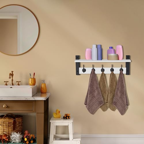Sorbus Coat Rack Wall Mount with Shelf (White, 24 Inch) - Image 8