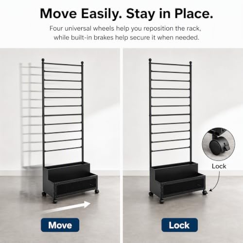 11-Rod Ribbon Storage Organizer Rack,Metal Roll Holder w/ - Image 8