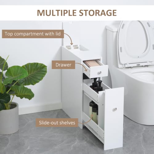 HOMCOM Bathroom Floor Organizer Free Standing Narrow - Image 7