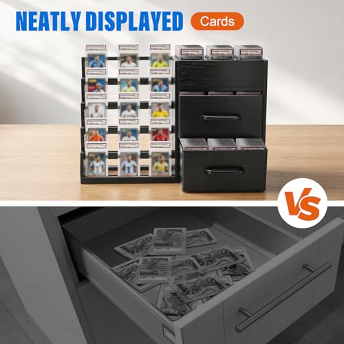 Trading Card Display Stand with 2 Fabric Drawers for Desk - Image 7