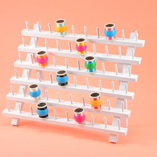 Yookeer 60 Spools Thread Spool Holder Rack Wooden | Home Organization - Image 6
