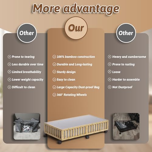 2 Pack Large Bamboo Under Bed Storage Containers | Home Organization - Image 7
