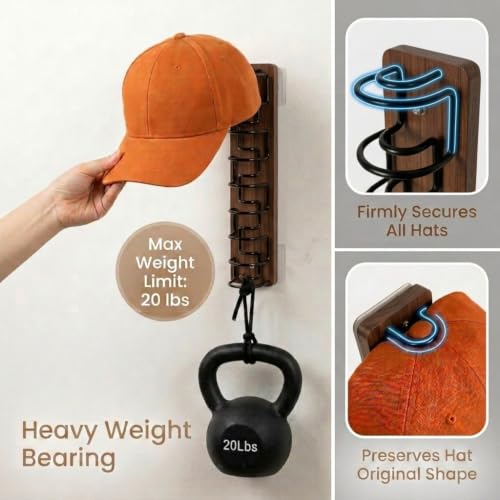 2-Pack Wall-Mounted Hat Storage Organizer, Wooden | Home Organization - Image 8