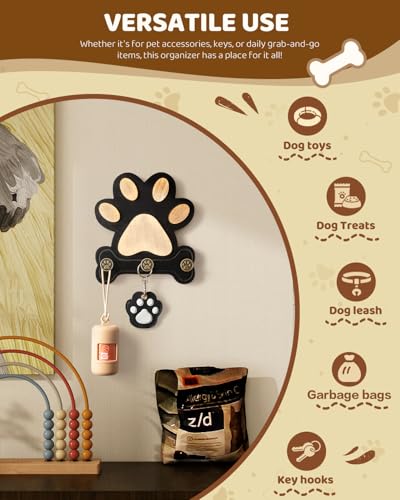 MTERSN Pine Wood Dog Leash Holder for Wall for Dog Walking - Image 7