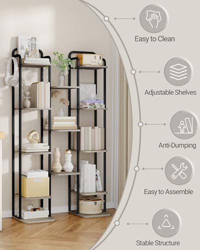 Hzuaneri 8 Tiers Vertical Shoe Rack, Tall Shoe Shelf with 2 Hooks - Image 8