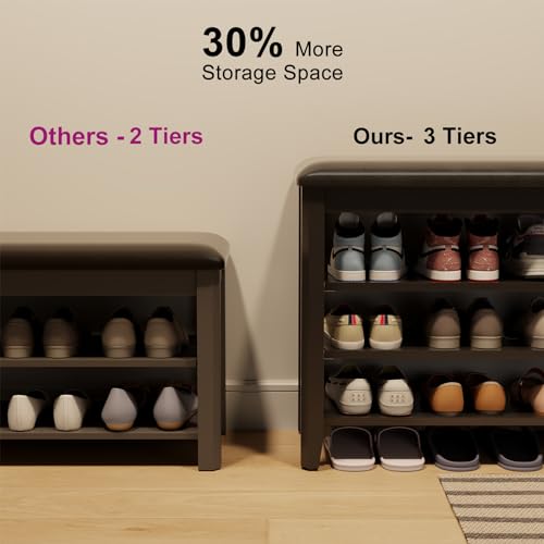 AQIMUELE Shoe Bench with Leather Cushion, 3 Tiers Shoe - Image 7