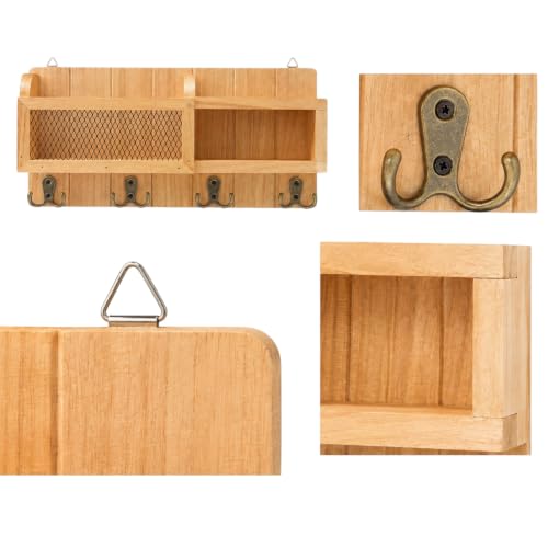 Key Holder Mail Organizer Wall Mount with Shelf Farmhouse - Image 8