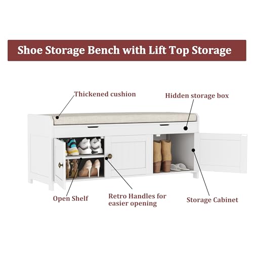 HOMEFORT 41.3" Shoe Bench with Lift Top Storage, Entryway - Image 7