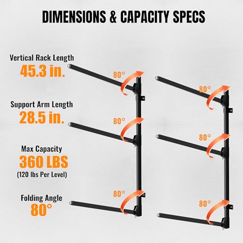 3-Tier Foldable Kayak Wall Mount Rack, 360 LBS Capacity - Image 7