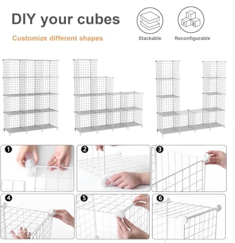 12-Cube Storage Organizer Metal Wire Shelf for Closet - Image 7