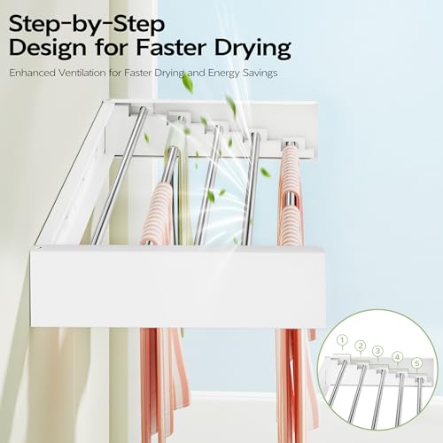 Wall Mounted Clothes Drying Rack 32", Foldable Wall Laundry Rack - Image 7