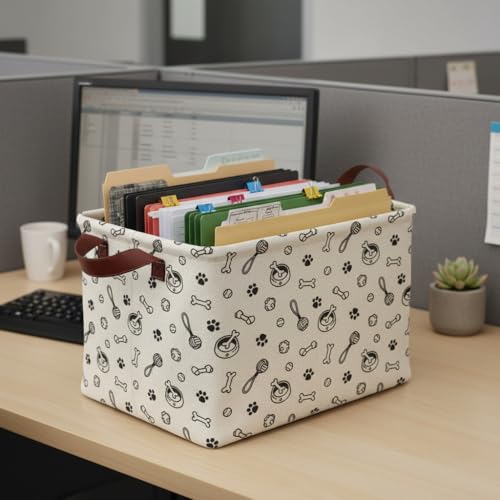 Dog Paw Storage Basket Waterproof Canvas Toy Storage Bin - Image 8