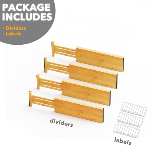 SpaceAid Bamboo 4 Pack Dresser Drawer Dividers, 4.65“ High - Image 8
