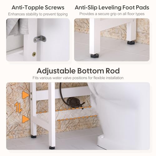 Homde Bathroom Over Toilet Storage Rack: Adjustable 4-Tier - Image 7