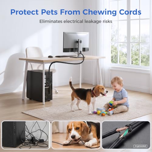 Delamu 10ft - 1/2 inch Cable Sleeve Cord Protector from Pets No - Image 8