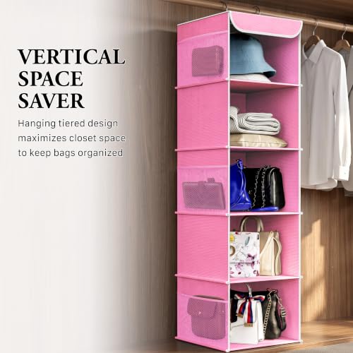 Simple Houseware 5 Shelf Hanging Closet Organizer, Pink - Image 8