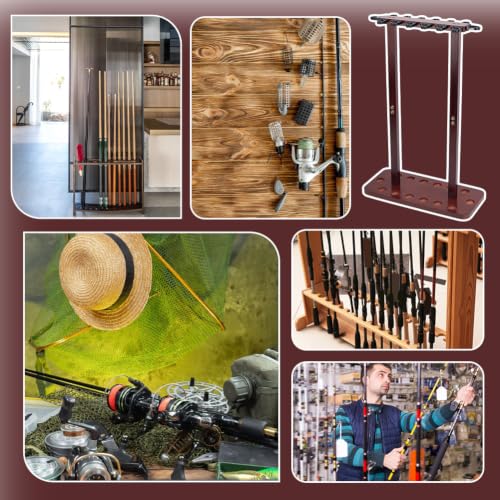 UNICRAFTALE 14 Rods Fishing Rod Storage Racks Wood Floor - Image 7