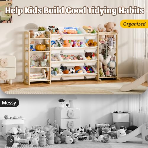 Large Kids Toy Storage Organizer with 12 Plastic Bins, 59 inch - Image 7