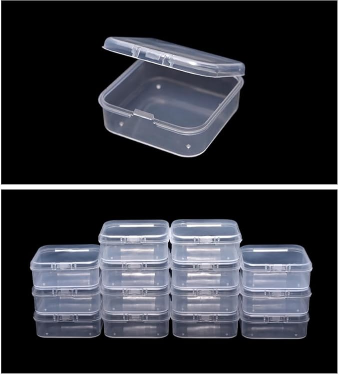 Bead Storage Box Clear Plastic Organizer Containers with Hinged Lids for Bracelet Making Nail Art Seed Beads Stack Craft Case Travel-Friendly Design (14pcs)