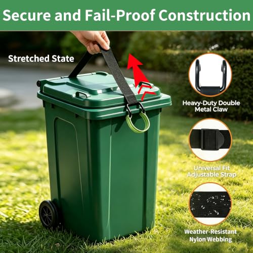 Trash Can Lid Lock with Metal Double Claw Hook Bear Raccoon Proof - Image 8