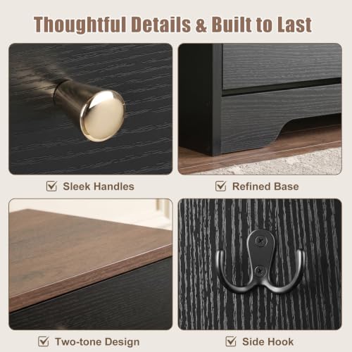 Nicetree Shoe Cabinet, 4 Flip Drawers Slim Black | Home Organization - Image 7