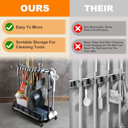 Mop and Broom Holder with Wheels - Keep Your Cleaning - Image 7