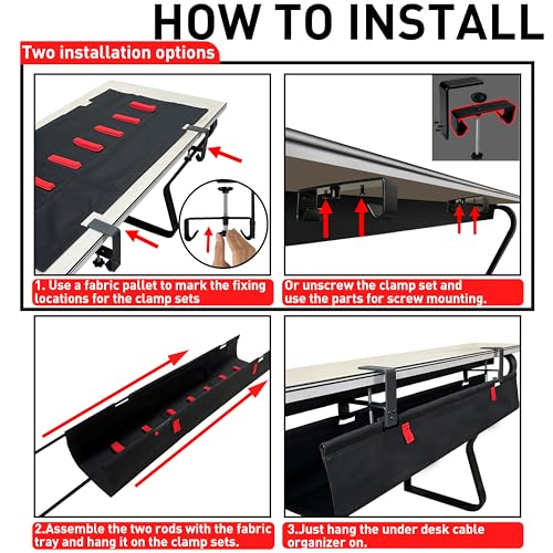 No Drill Under Desk Cable Management Tray, 36" Desk - Image 7
