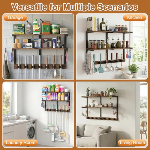 Housolution Wall Mount Broom Holder Hanger Laundry Room - Image 7